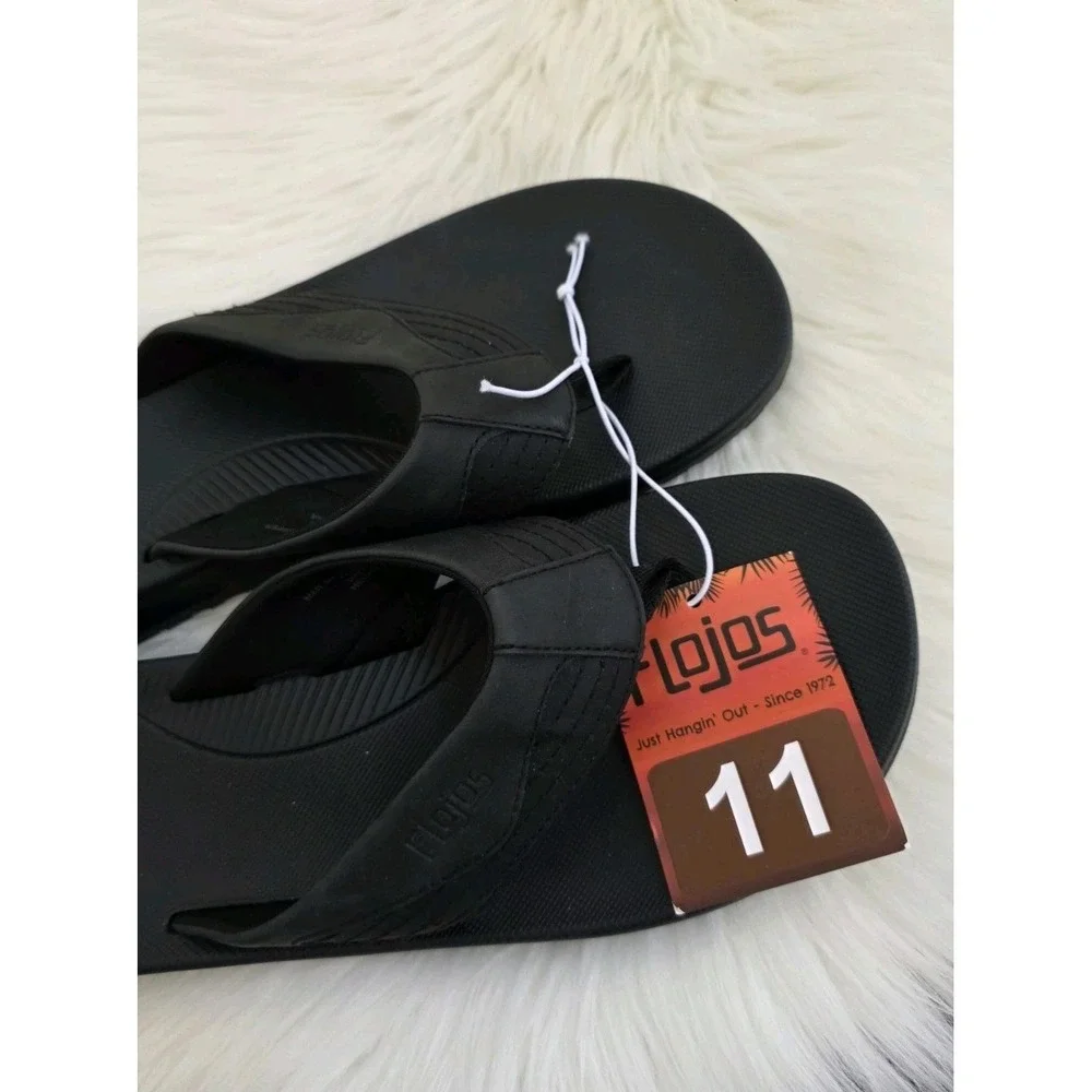 Flojos Men's Flip Flops Memory Foam Sandal Water Resistant Black New Size 11